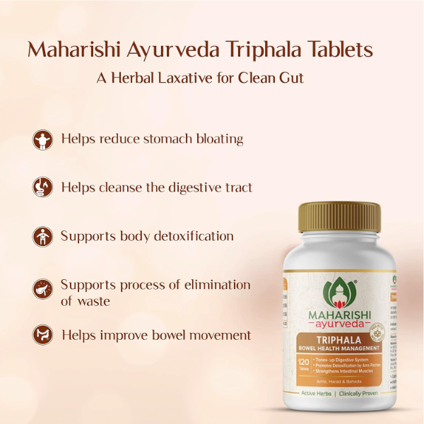 Maharishi Ayurveda Triphala Tablets 1000mg 120 Tablets | Supports Healthy Digestion | Improves Bowel Wellness| Relieves Constipation | Pure Herbs Used | (Pack of 1)) - Image 3