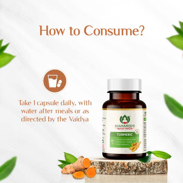 Maharishi Ayurveda OrganicTurmeric Capsules 500 MG |Boosts Immunity | Joint Support | Anti-Inflammatory | Supports Skin Health | 60 Capsules - Image 4