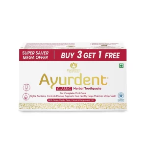 Maharishi Ayurveda Ayurdent Classic Toothpaste Combo Pack | Unique Saliva Balancing Formula |For Toothache, Bleeding Gums, Sensitivity, Cavities, Plaque & Bad breath | Non Foaming, SLS & Fluoride Free