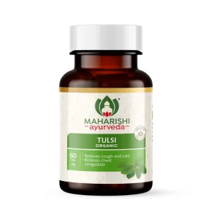 Maharishi Ayurveda Organic Tulsi Tablets | For Respiratory Wellness | Holy Basil | Provides relief in Cough & Cold | Natural Immunity Booster| 100% Organic | 60 Tabs (Pack of 1)