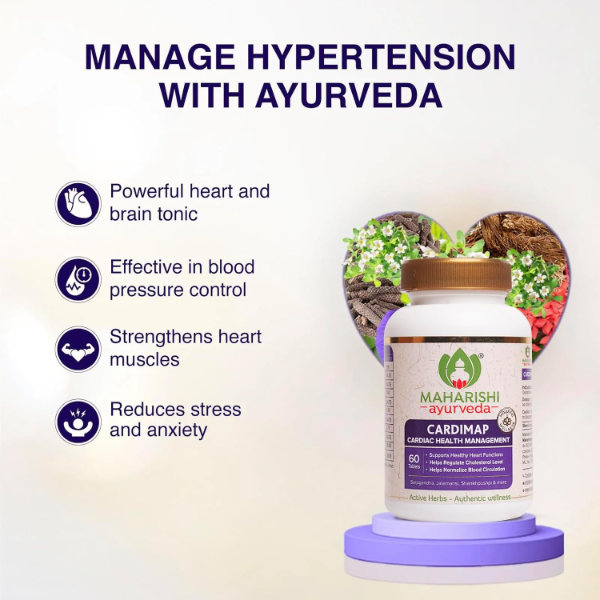 Maharishi Ayurveda Cardimap | Natural Blood Pressure Regulation | Herbal Blend for Hypertension | Rapid Effect | 2 Months Pack | 120 Tablets (60 Tablets x 2) - Image 2