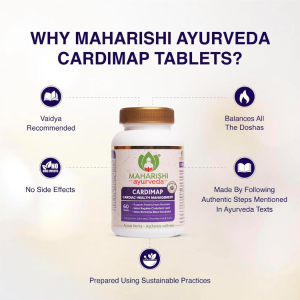 Maharishi Ayurveda Cardimap | Natural Blood Pressure Regulation | Herbal Blend for Hypertension | Rapid Effect | 2 Months Pack | 120 Tablets (60 Tablets x 2) - Image 3
