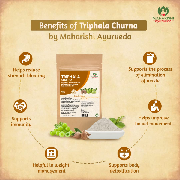 Maharishi Ayurveda Triphala Churna -100 g Pack of 1 | Triphala Powder with Haritaki, Amalaki, Vibhitaki | For Bowel Movement | Relieves Constipation | For Digestion, Gut Health, Gas & Acidity Relief - Image 2