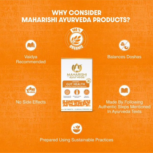 Maharishi Ayurveda Gut Health Tablets - Ayurvedic & Organic | Enhance Nutrient Absorption & Digestion | For Overall Gut Health | 60 Tablets (Pack of 1) - Image 3