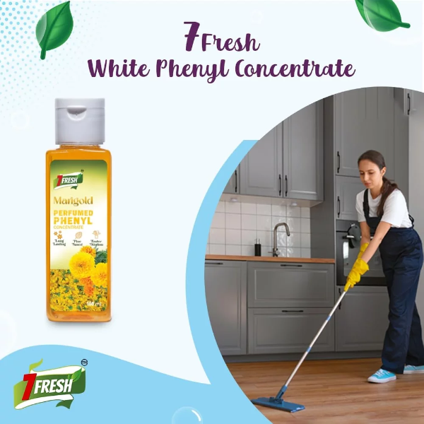 7Fresh Marigold Perfumed Phenyl Concentrate Liquid – Makes 5–8 Litres Thick White Floor Cleaner | Pine Based, Long Lasting Fragrance (200ml, Pack of 2) - Image 2