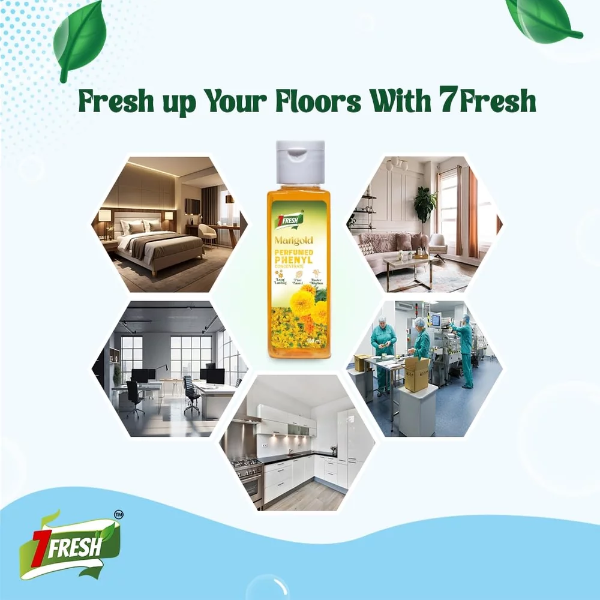 7Fresh Marigold Perfumed Phenyl Concentrate Liquid – Makes 5–8 Litres Thick White Floor Cleaner | Pine Based, Long Lasting Fragrance (200ml, Pack of 2) - Image 3