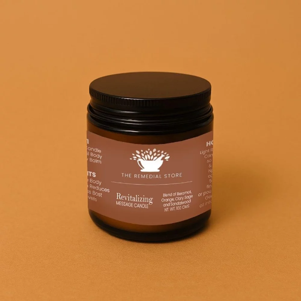 4-in-1 Aromatherapy Massage Candle 100ml – Skin Nourishing, Relaxing & Moisturizing Body Massage Oil Candle | The Remedial Store Revitalizing Scent