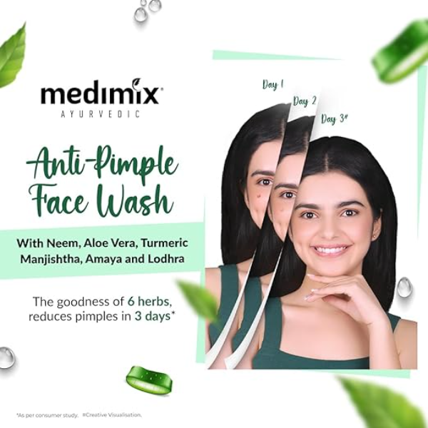 Medimix Ayurvedic Anti Pimple Face Wash, 100ml (Pack of 3) - Image 2