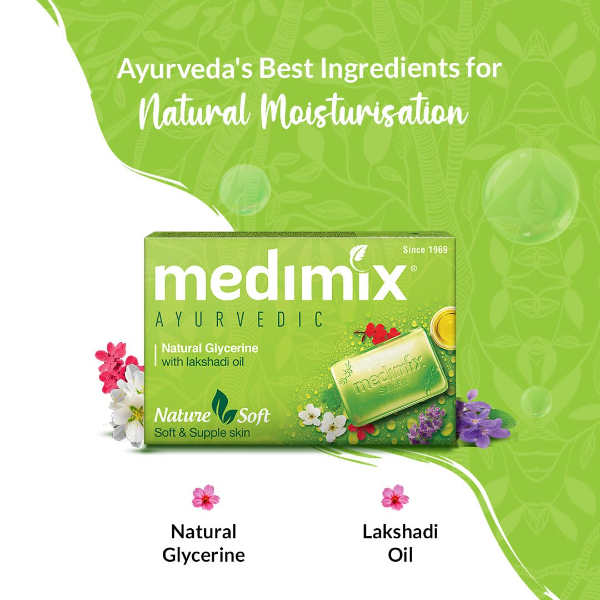 Medimix Ayurvedic Natural Glycerine Bathing Soap with Lakshadi Oil for Soft, Supple & Moisturised Skin 125G (Buy 4 Get 1 Extra Combo Pack) | Natural | Herbal | Paraben-Free & Sulphate-Free |100% Vegan - Image 2