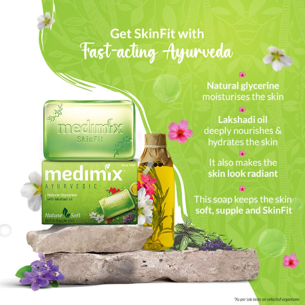 Medimix Ayurvedic Natural Glycerine Bathing Soap with Lakshadi Oil for Soft, Supple & Moisturised Skin 125G (Buy 4 Get 1 Extra Combo Pack) | Natural | Herbal | Paraben-Free & Sulphate-Free |100% Vegan - Image 3