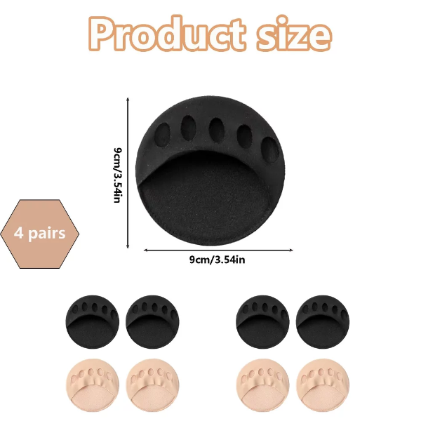 Forefoot Pads for Women High Heels – 4 Pairs Non-Slip Metatarsal Cushions, Reusable Ball of Foot Pads, Honeycomb Fabric Invisible Toe Socks for Heel Comfort - Image 2