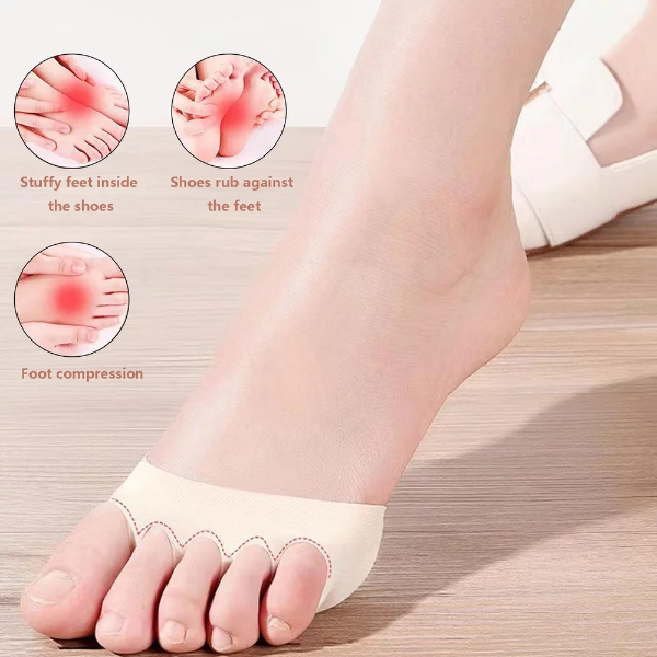 Forefoot Pads for Women High Heels – 4 Pairs Non-Slip Metatarsal Cushions, Reusable Ball of Foot Pads, Honeycomb Fabric Invisible Toe Socks for Heel Comfort - Image 3