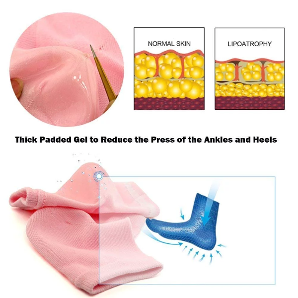 4 Pairs Moisturizing Gel Socks for Dry Cracked Heels – Vented Spa Foot Treatment Socks with Hydrating Gel Lining (Pink, Grey, Turquoise & Black) - Image 4