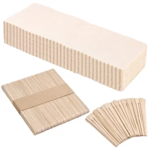 100 Pieces Muslin Epilating Strips and 150 Pieces Wax Applicator Sticks Wooden Craft Sticks Spatulas Applicators Large Small Wooden Waxing Sticks for Hair Waxing Body Facial Hair Removal