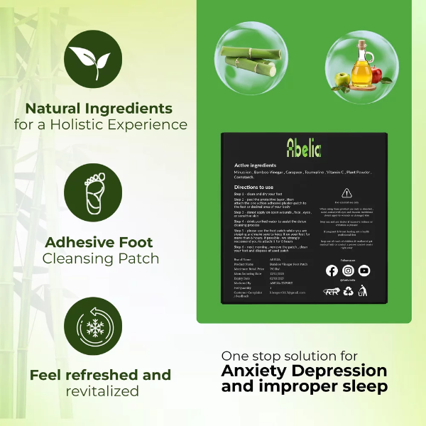 Abelia Premium Detox Foot Patches – Natural Cleansing Foot Pads for Stress Relief, Better Sleep & Foot Pain Relief | Herbal Detox Sleep Patch for Men & Women (Pack of 1) - Image 4