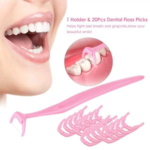 1 Holder & 20Pcs Dental Floss Picks Inter-Dental Brush Teeth Stick Toothpick Flosser for Oral Deep Clean - Image 3