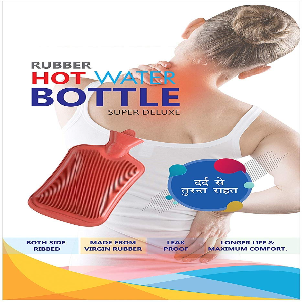 AAFOS 2L Hot Water Rubber Bottle for Pain Relief | Reusable Heat Therapy Bag, Assorted Colors (Pack of 2) - Image 3