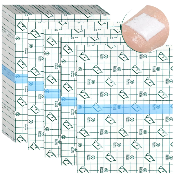 50 Pieces Shower Waterproof Patch Transparent Stretch Adhesive Bandage Large Shower Protector Cover Shower Shield Waterproof Dressing Transparent Film Adhesive Bandages, 6 x 8 Inch