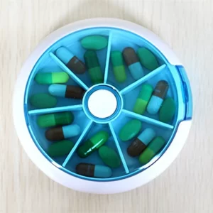 7 Day Round Pill Box Medicine Case Storage Dispenser Holder (Multicolor)
