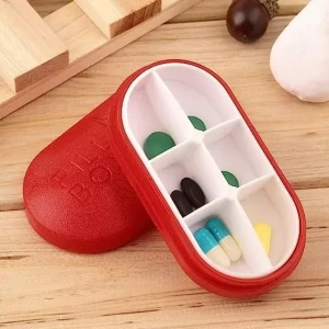 7Seas 6 Parts Portable & Traveling Usable Pill Box Medicine Case Storage Box | Pill Box Pill Cases & Splitters Compartment PillBox (1Pcs)(Multicolor)