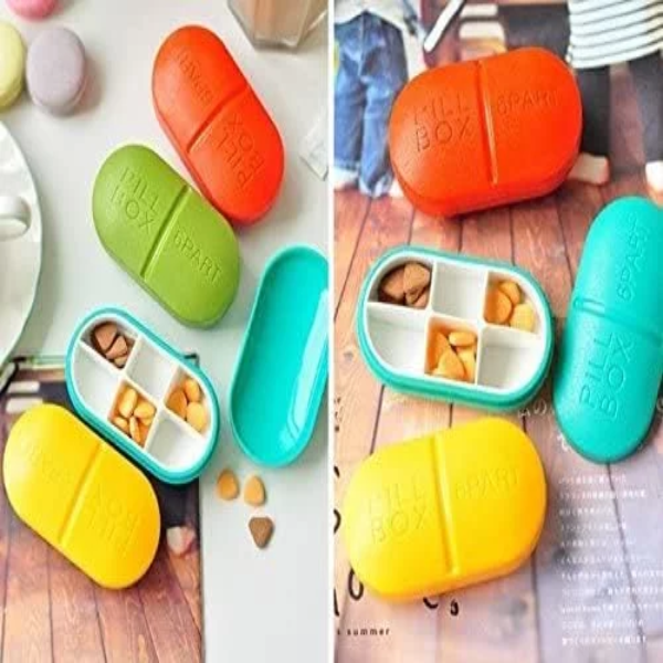 7Seas 6 Parts Portable & Traveling Usable Pill Box Medicine Case Storage Box | Pill Box Pill Cases & Splitters Compartment PillBox (1Pcs)(Multicolor) - Image 2