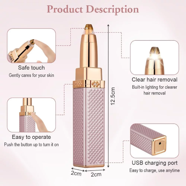 11 Ismael Portable Painless Facial Hair Trimmer Hair Removal Machine for Women USB Rechargeable with LED Light (1Pcs) (Multi(2 in 1)) - Image 2