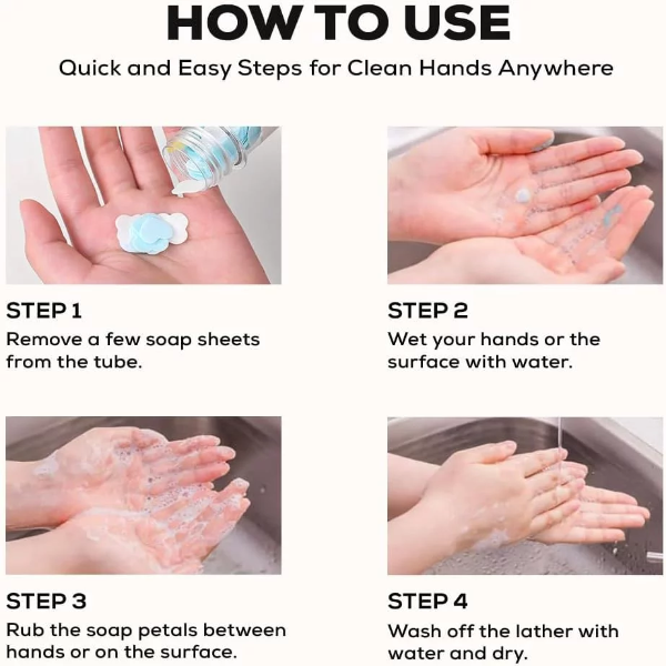 2-Pack Scented Paper Soap for Kids, Adults and Teens - Travel-Friendly Paper Soap Tube for Travel, School - Disposable Hand Wash Sheets, Compact, Portable, Gentle on All Skin Types (2) - Image 4