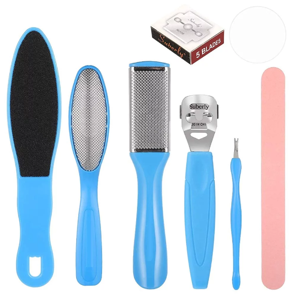 8 in 1 Pedicure Tool Kit for Feet – Foot Scrubber, Callus Remover, Foot File & Nail Care Tools for Dead Skin Removal
