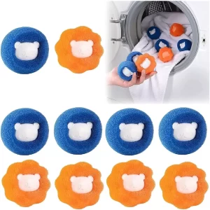 10 Pcs Pet Hair Remover for Laundry, Washing Machine Hair Catcher, Dryer Balls for Clothing Dog Cat Pet Fur Remover (Orange+Blue)