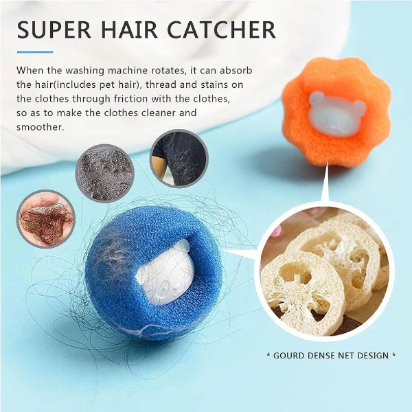 10 Pcs Pet Hair Remover for Laundry, Washing Machine Hair Catcher, Dryer Balls for Clothing Dog Cat Pet Fur Remover (Orange+Blue) - Image 2