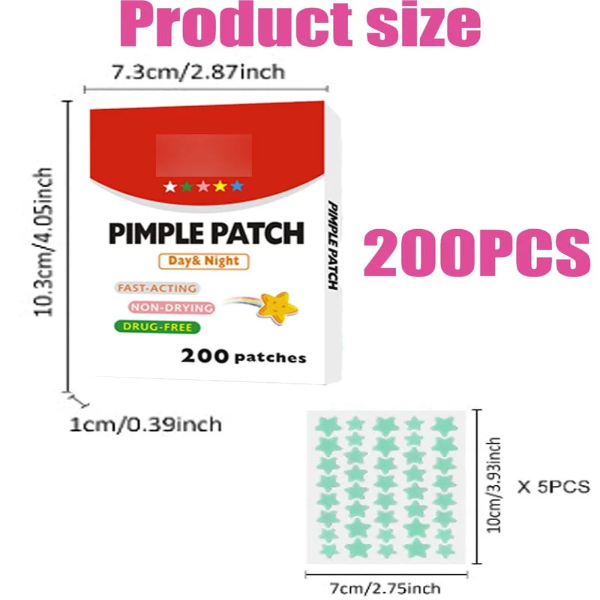 200PCS Pimple Patches, Quench Pimple Patch, Quench Pimple Patch, 200 Hydrocolloid Acne Patches, Fast-Absorbing Blemish Treatment for Face & Body, Ultra-Thin & Invisible Design - Image 2