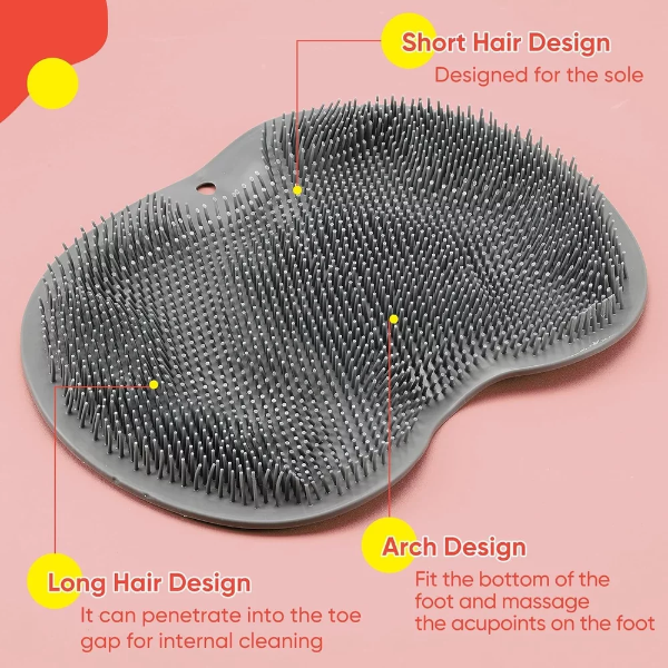 2 Pieces Shower Foot Scrubber Mat Hands Free Back Scrubber for Shower Wall Mounted Bath Massage Pad Back Scrubber Back with Non Slip Suction Cups Foot Cleaner for Men Women (Pink, Blue) - Image 4