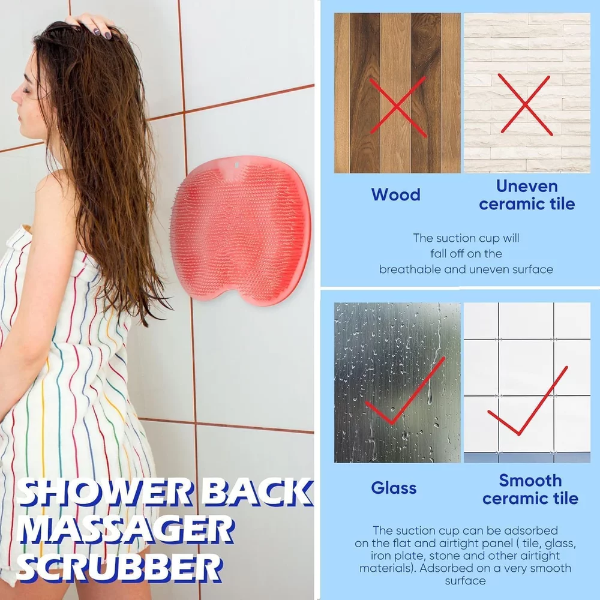 2 Pieces Shower Foot Scrubber Mat Hands Free Back Scrubber for Shower Wall Mounted Bath Massage Pad Back Scrubber Back with Non Slip Suction Cups Foot Cleaner for Men Women (Pink, Blue) - Image 6