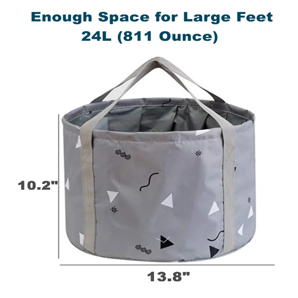 24L Collapsible Foot Bath Basin for Soaking Men Large Feet, Portable Foot Soak Tub Water Bucket for Travel Camping, Grey - Image 2