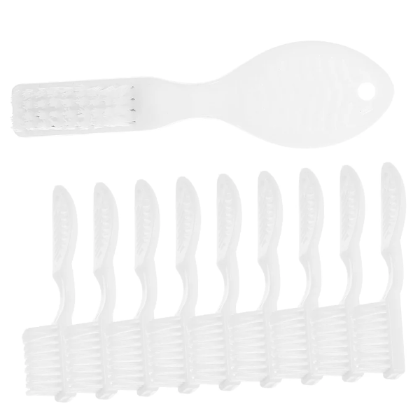 10pcs Oral Cleaning Brush Toothbrush Small Toothbrush Prison Manual Toothbrush Prison Teeth Brush Thumbprint Handle Toothbrush Portable Nylon White Set Soft Travel