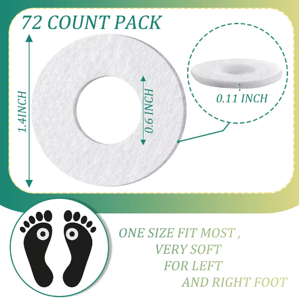72 Pieces Felt Callus Cushion Pads – Round Adhesive Foot Care Pads for Pain Relief, Corn & Callus Protection, Soft Felt Foot Cushions for Men & Women - Image 2