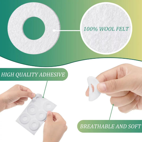 72 Pieces Felt Callus Cushion Pads – Round Adhesive Foot Care Pads for Pain Relief, Corn & Callus Protection, Soft Felt Foot Cushions for Men & Women - Image 3