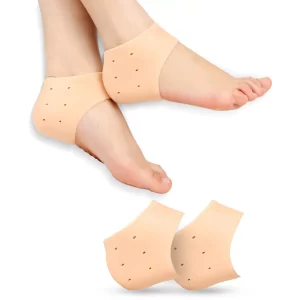 AARNAVKART Silicone Gel Half Heel Socks for Pain Relief – Heel Pad Foot Care for Men & Women (Beige, Free Size)