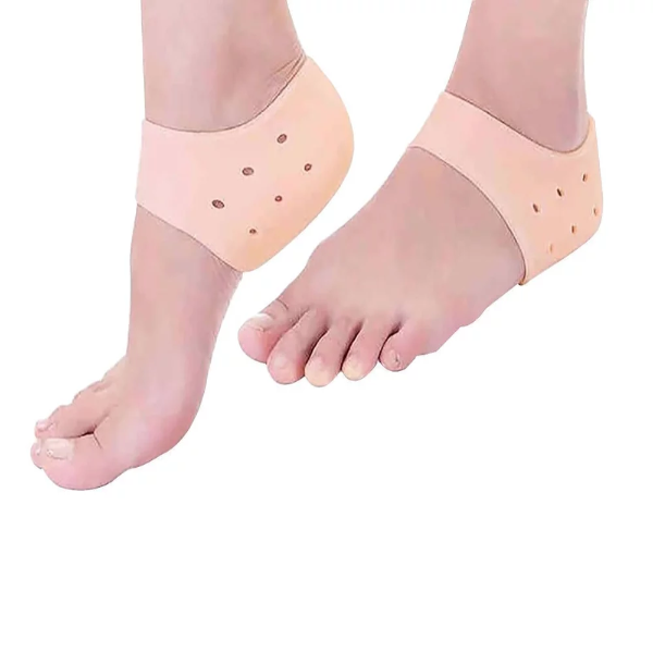 AARNAVKART Silicone Gel Half Heel Socks for Pain Relief – Heel Pad Foot Care for Men & Women (Beige, Free Size) - Image 2