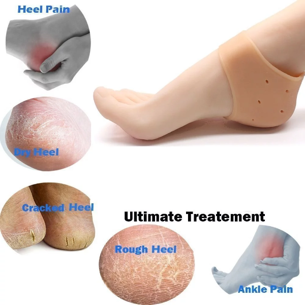AARNAVKART Silicone Gel Half Heel Socks for Pain Relief – Heel Pad Foot Care for Men & Women (Beige, Free Size) - Image 3