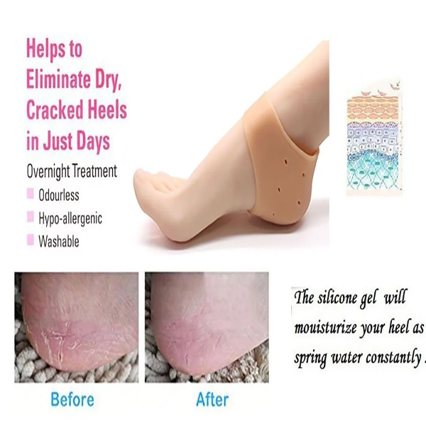 AARNAVKART Silicone Gel Half Heel Socks for Pain Relief – Heel Pad Foot Care for Men & Women (Beige, Free Size) - Image 4
