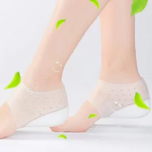 2pcs Solid Silicone Insole Invisible Height Lifting Increase Heel Pad Sock Liners Insoles Pain Relieve Unisex Heel Pads Foot