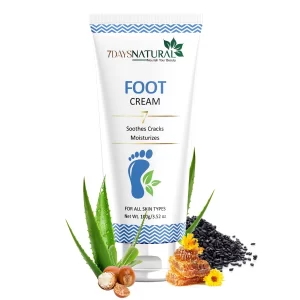 7DAYSNATURAL Foot Cream 100gm for Men & Women – Repair Cracked Heels, Moisturizing Foot Care Cream with Neem Seed Oil, Clove Leaf Oil & Menthol for Soft, Smooth Skin