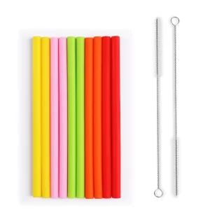 10 Pcs 6" Reusable Drinking Straws, Opret Short Silicone Straws Narrow Straws with Cleaning Brush, for Tumbler and Yeti, Rtic, Pinch Test Passed