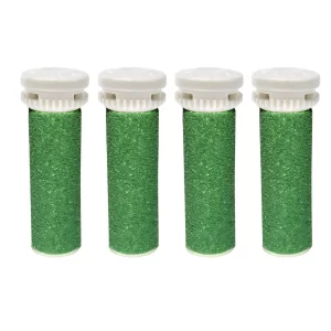 4-Pack Extra Coarse Green Replacement Roller Heads – Compatible with Scholl Express Pedi Foot Smoother – Callus Remover Refills for Hard Skin & Smooth Feet Care