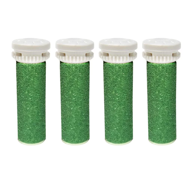 4-Pack Extra Coarse Green Replacement Roller Heads – Compatible with Scholl Express Pedi Foot Smoother – Callus Remover Refills for Hard Skin & Smooth Feet Care