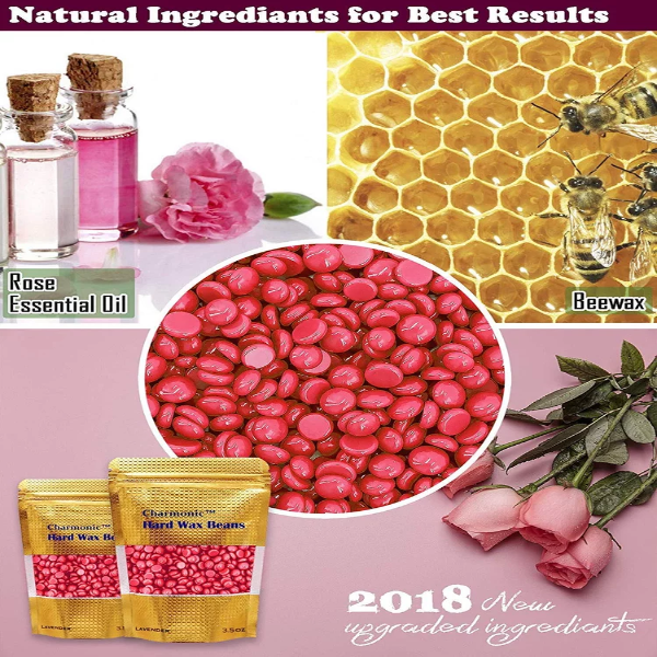17.5 Oz Hair Wax Beans by Charmonic, Hard Body Wax Beans, Hair Removal Depilatory Wax European Beads for Women Men 500g/17.5Oz (rose) - Image 2
