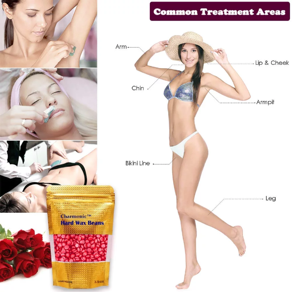 17.5 Oz Hair Wax Beans by Charmonic, Hard Body Wax Beans, Hair Removal Depilatory Wax European Beads for Women Men 500g/17.5Oz (rose) - Image 4