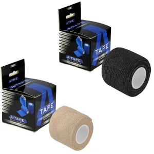 Agam A-Tape Cohesive Self-Adhesive Bandage Pack of 2 (Beige & Black) – 5 cm x 4.5 m Compression Wrap for Sports, Gym & Joint Support (Reusable & Waterproof)