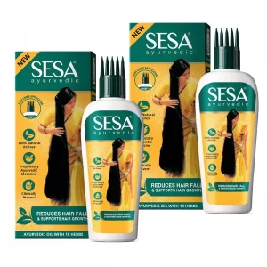 SESA Ayurvedic Hair Oil With Bhringraj & 17 Rare Herbs With Coconut | 4 Nourishing Oil For Hair Growth Help Control Hair Fall with Easy Applicator | Women and Men (400 ml)